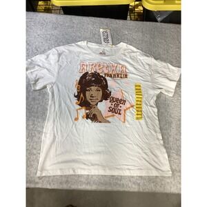 Aretha Franklin Queen‎ of Soul White Graphic T-Shirt Cotton Medium New 15806